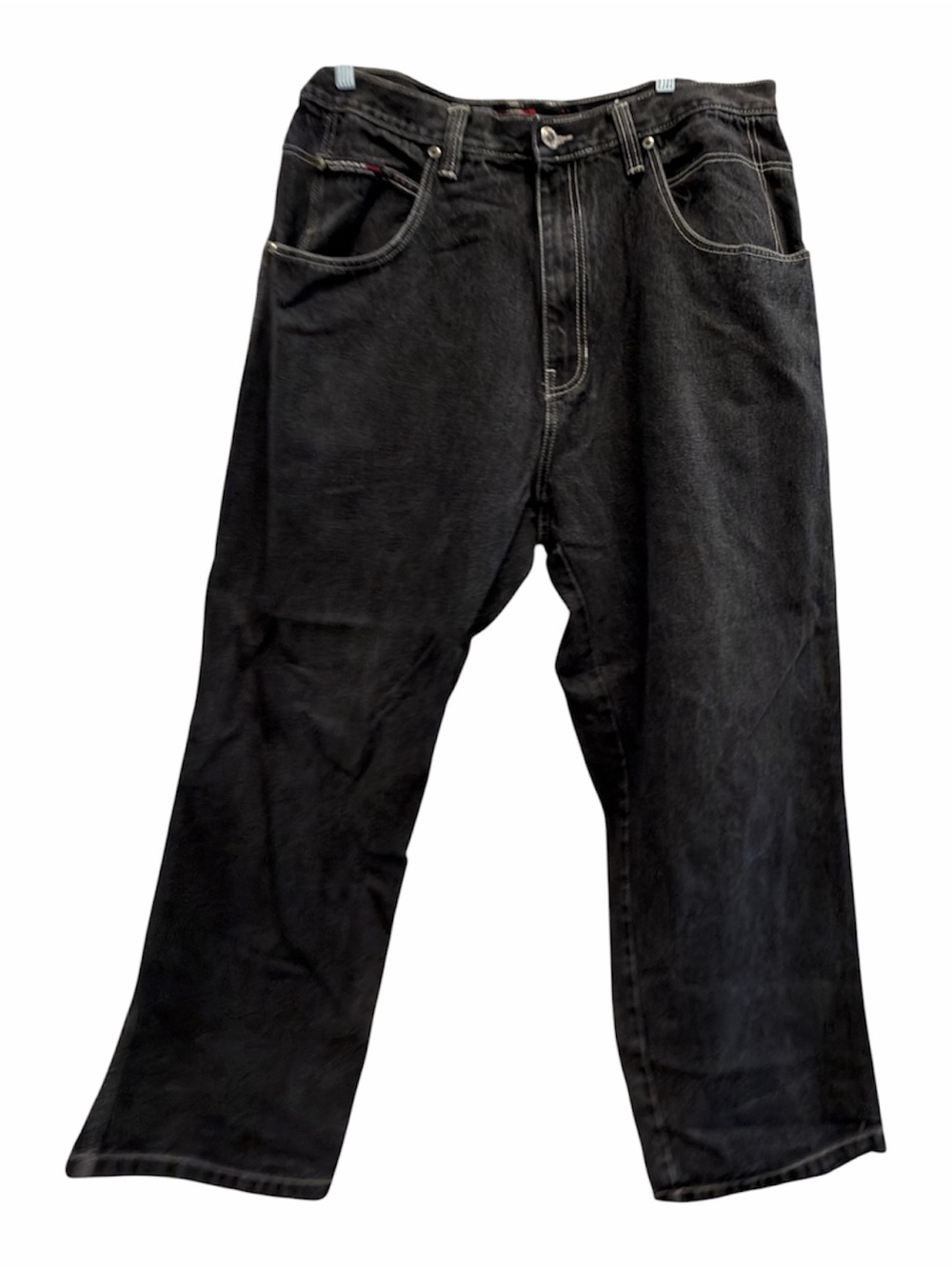 Vintage Y2K SouthPole Embroidered Square 5-Pocket Baggy Jeans Sz. 38 Black